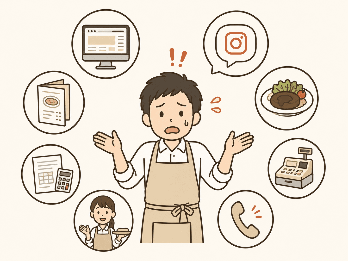 毎日の営業に加え、HP更新・SNS・予約対応など、やることが多すぎて手が回らない店主
